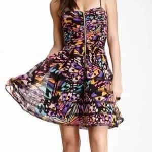 Betsey Johnson Butterfly Strapless Dress Purple Pink Size 10